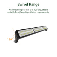 LED light bar with swivel range feature on a white background