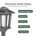 Solar lamp post with electrostatic powder coating features on a white background