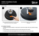 Instruction guide diagram for installing a HAIKU bamboo accent light, showing two numbered steps with a hand turning a switch and a USB charging cable, on a white background with black text and headers.