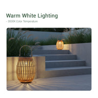 Solar handwoven garden lawn light emitting warm white light at 1000w, ideal for outdoor ambiance and illumination.