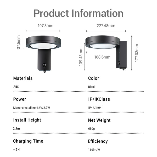 Serra Motion Sensor Solar Wall Light PT0721
