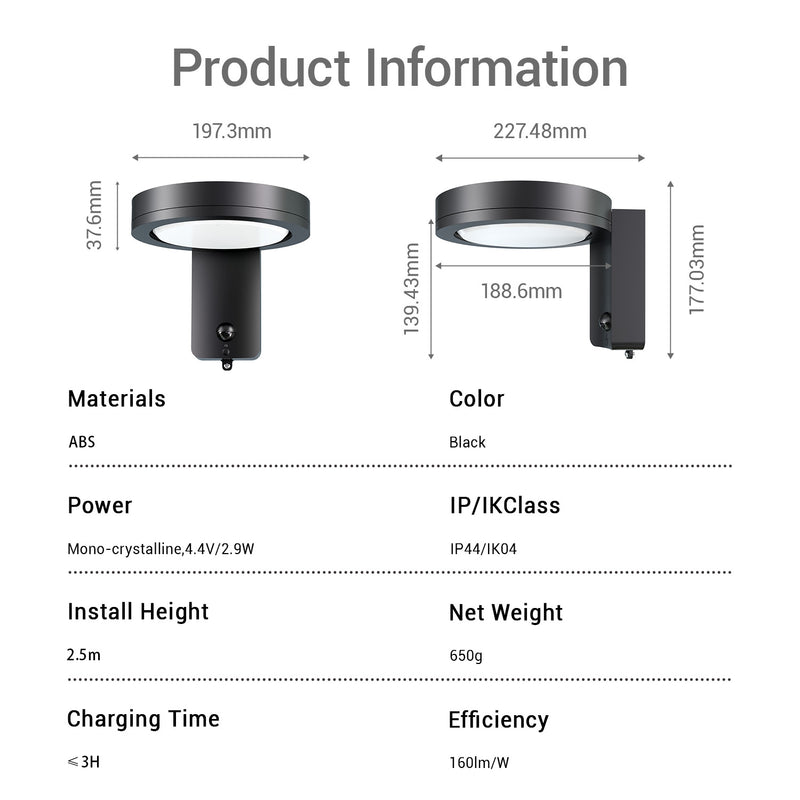 Serra Motion Sensor Solar Wall Light PT0721