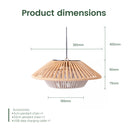 Solar Ceiling light with dimensions on a white background