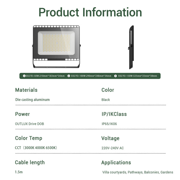 Voro Tri-Color Floodlight E027EI-CCT
