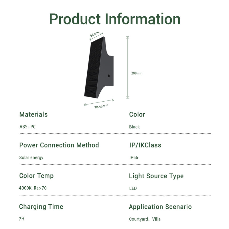 Aquarius Solar Up & Down Wall Light PT0710