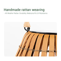 A handwoven light labeled "handmade rattan weaving," designed for a solar handwoven garden lawn light.