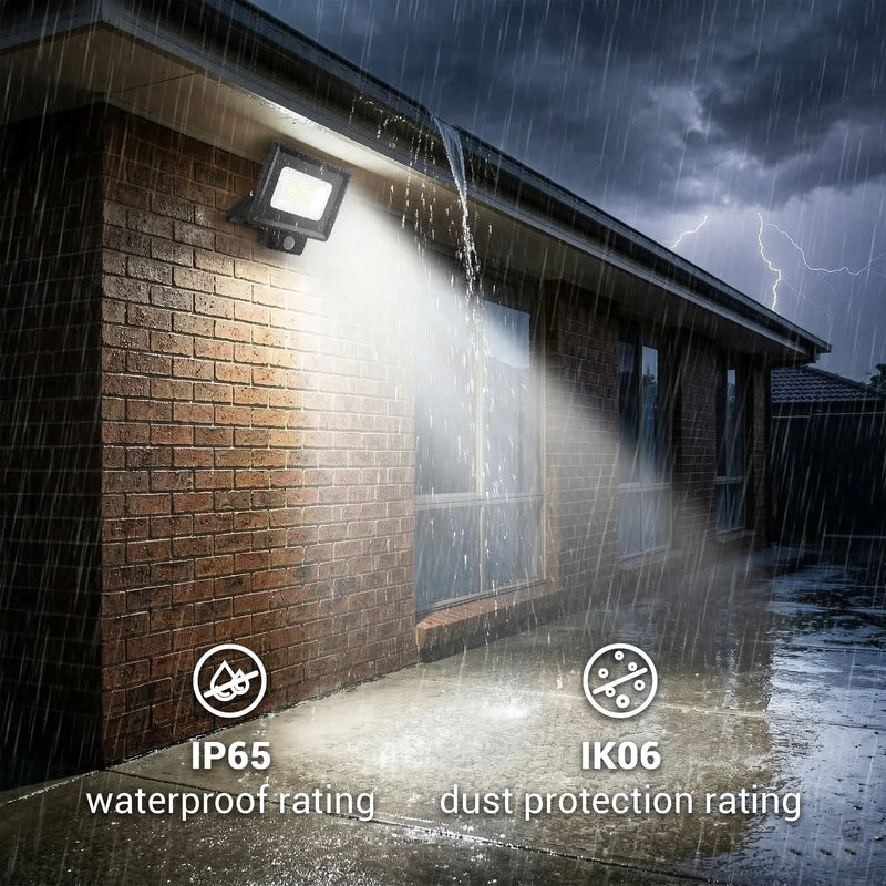 Outway motion sensor floodlight with IP65 waterproof rating and IK06 dust protection rating