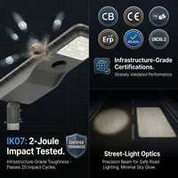 T007ES smart time-dimming mode diagram: 100% full bright for 10 minutes at dusk, stepping down to 70%, 50% (5h), 40%, 25%, then 20% until dawn — maximising 2-night LiFePO4 battery life. Three modes shown: Motion Mode, Constant Mode, and Brightness Mode.