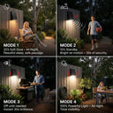 PT0713 Taurus Solar Wall Step Light 4 lighting modes 25 percent constant standby motion sensor off until needed full brightness Australian outdoor