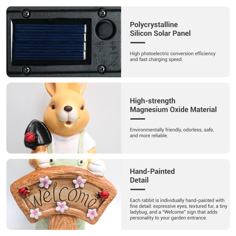 Built to Last. Made to Charm.
High-strength magnesium oxide body · Hand-painted detail · Solar powered · Zero wiring