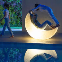 Outway waterproof LED resin Moon outdoor solar garden light warm light