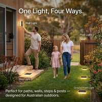 PT0608 Square In-Ground Solar Light 4-in-1 versatile mount wall light post light step light ground insert Australian outdoor