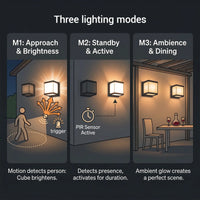 Outway solar wall light with 3 smart PIR modes.