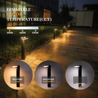 Solar garden light with three color temperature settings and five adjustable brightness levels, providing customizable lighting for any outdoor space.