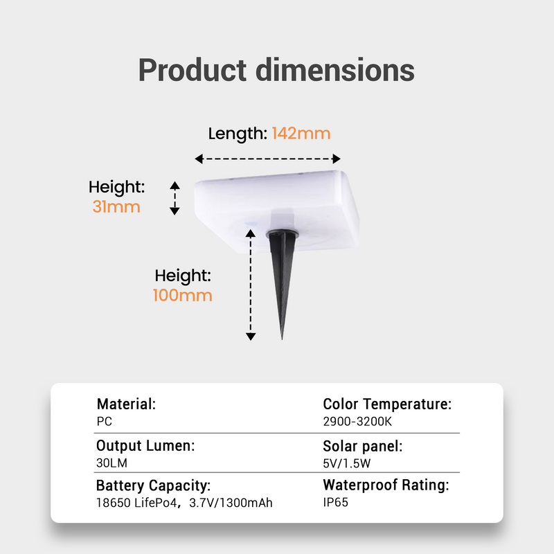 Lumterra Square Solar Ground Lights Outdoor PT0608 (4 pieces)| IP65 Waterproof