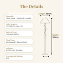 Floor lamp specifications: Fabric shade + metal pole + marble base, E27*12W tri-color LED, foot pedal switch, AU standard plug, 165cm height, 45cm width, IP20 indoor rating