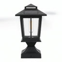 Side-profile view of HeritagePost Solar Lantern on white background, revealing its 9.8-inch height, 5.5-inch width, and 3.74-inch depth dimensions — ideal for size reference and installation planning.
