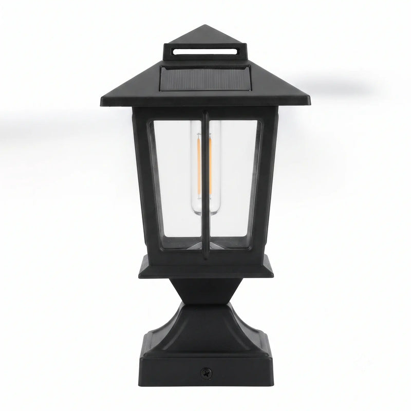 Side-profile view of HeritagePost Solar Lantern on white background, revealing its 9.8-inch height, 5.5-inch width, and 3.74-inch depth dimensions — ideal for size reference and installation planning.