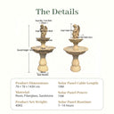 Technical dimension diagram showing overall height 143cm, basin diameters 78cm/42cm, base 38cm, alongside specs: 15W solar panel, 7–14H runtime, 40KG net weight — providing precise sizing and performance data for confident purchasing decisions.