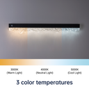 Outway Solar Wall Light with 3 adjustable colour temperatures – 3000K warm white (left), 4000K neutral white (centre), 5000K cool white security light (right)