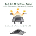 Dual-sided solar panel design — ensures direct sunlight charging throughout the day from morning to afternoon, solar panel specifications 1200mA/3.7VDC