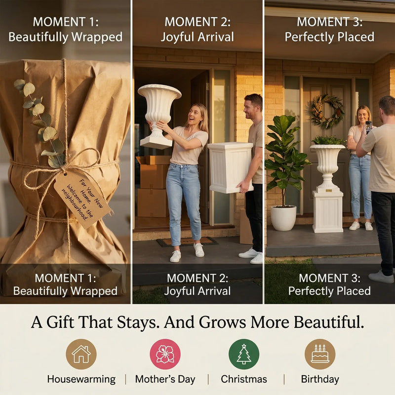 Outway F005 F006 Petra planter gift three moments wrapped kraft paper joyful arrival placed entrance housewarming mothers day christmas