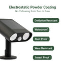 Solar spotlight with electrostatic powder coating