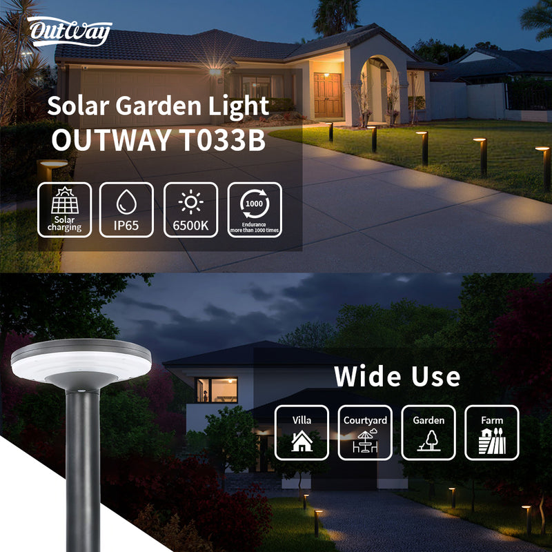 Outdoor Solar Ground Landscape Lighting Decoration Pathway Bollard Lawn Garden Led Lights (IP65) Warm White T033B