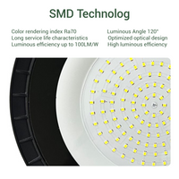LED light fixture with SMD technology features on a white background