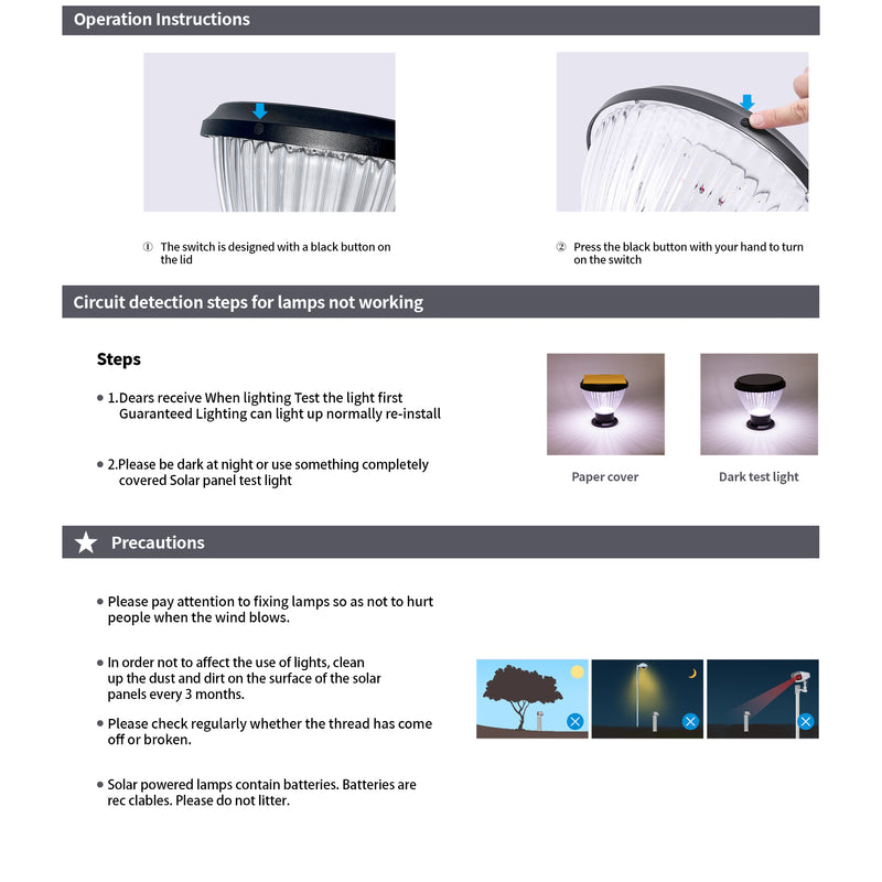 Outway Solar-Powered Garden Lantern (Pillar Light) PT0111