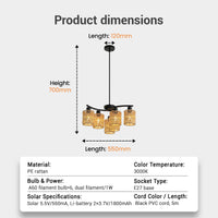 Product dimensions chart with a chandelier illustration and technical specifications.