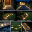 PT0608 Square In-Ground Solar Light multiple scenes front garden path driveway symmetrical poolside pavers fairy ring stair edges Australian landscape