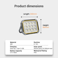 SolarFlex Pro 4-Panel Folding Flood Light — 2600LM, Dual Charge, IP65 | PT0615