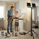 Dual-head LED work light for home renovation, adjustable tripod stand flood light for painting room, bright work lighting for DIY projects