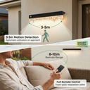 Smart outdoor lighting system with motion detection and remote control features.