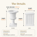 Outway F005 F006 Petra planter pedestal dimensions diagram 460mm outer diameter 600mm height 8.5kg planter 340mm 470mm 6kg pedestal