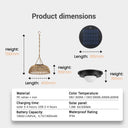 Technical specification diagram for the PT0901 Kiku Solar Lantern displaying dimensions (400mm width, 150mm height), solar panel size, and key features like 1800mAh battery capacity, dual charging, and 3000K-6000K color temperatures.