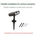 Solar spotlight with ground mounting spike and wall mounting accessories