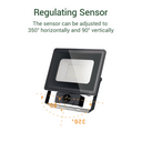 LED flood light with regulating sensor illustration on a white background