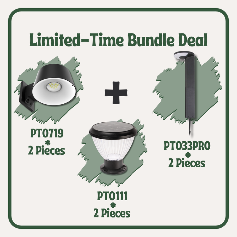 Solar Light Bundle: Leo PT0719 + Axola PT033PRO + Priva PT0111 – 6-Piece Outdoor Lighting Set
