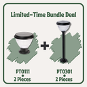 Priva Solar Pillar Light with Tri-Color PT0111 [2-pieces]+ Goya 4-in-1 Solar Lawn Light PT0301 [2-pieces]