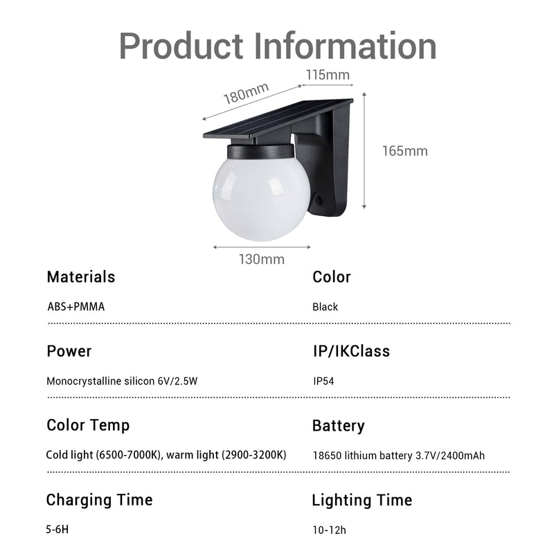 Contemporary upside-down solar lamp with warm/cool white LEDs and 4 lighting modes