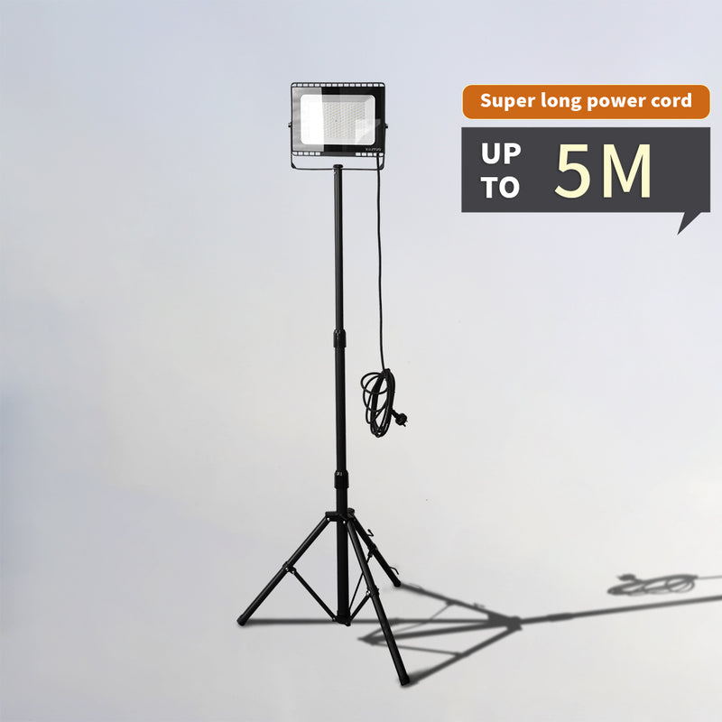 Outdoor Tripod Work Light 100W LED Tri-Color Floodlight IP65 155cm Tripod And 5m Power Cable For Job Sites And Nighttime Outdoor Projects E027EI-1*100W