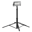 Single-head LED work light with adjustable tripod stand, 100W portable flood light for outdoor and workshop use, white background product shot