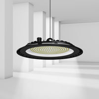 Industrial LED light fixture in a modern, minimalistic setting