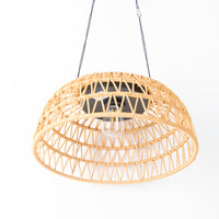 Wicker pendant light on a white background