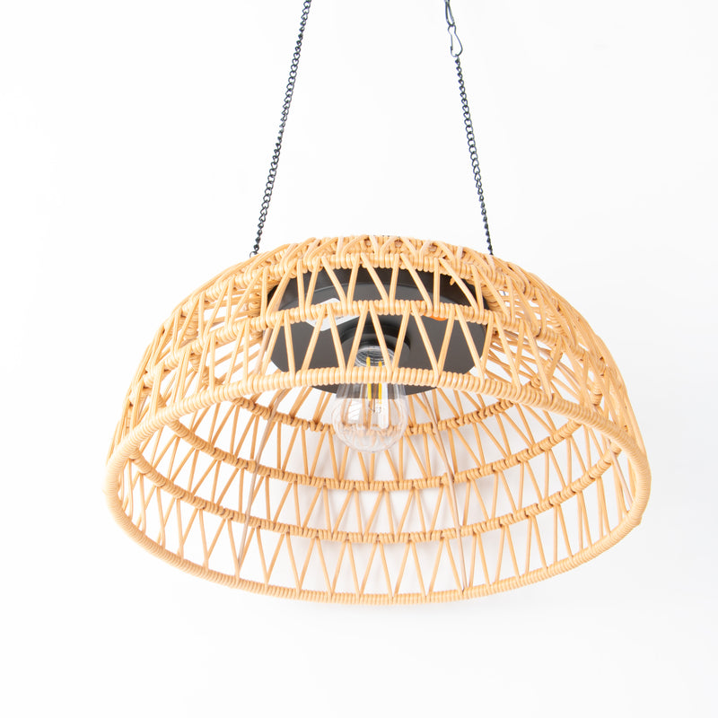 Wicker pendant light on a white background