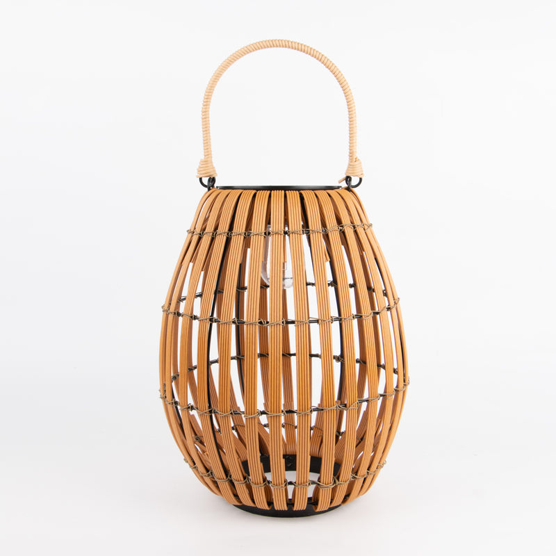 Solar lawn light with a handle on a white background