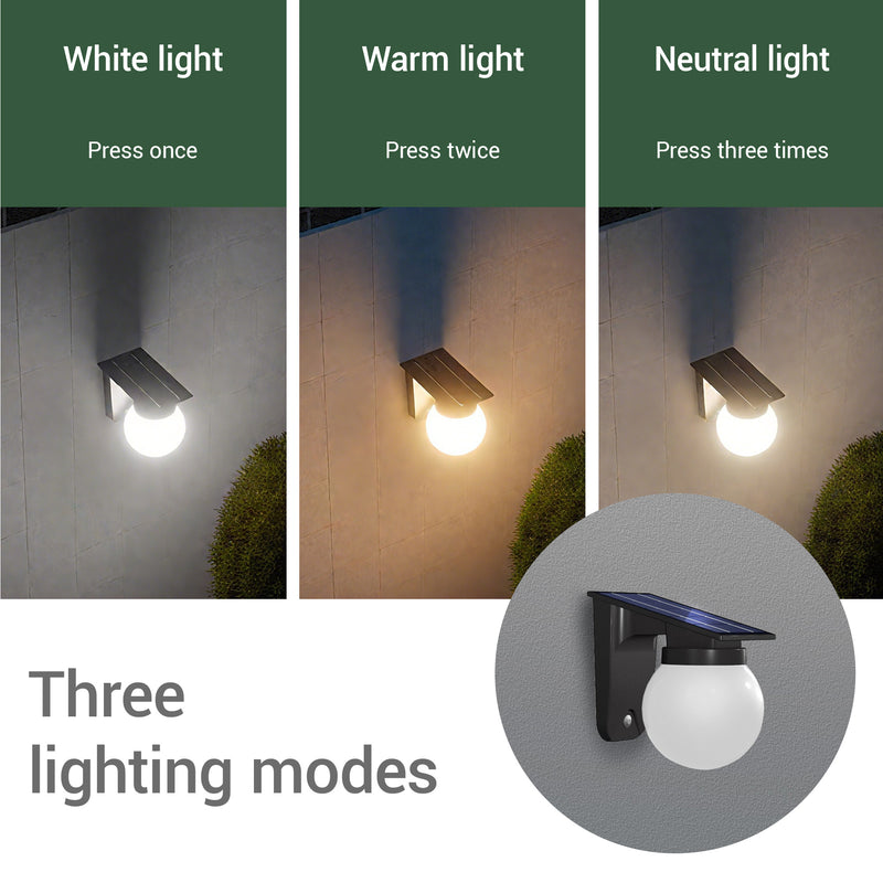 Decorative solar wall lamp with 10hr runtime and lithium battery