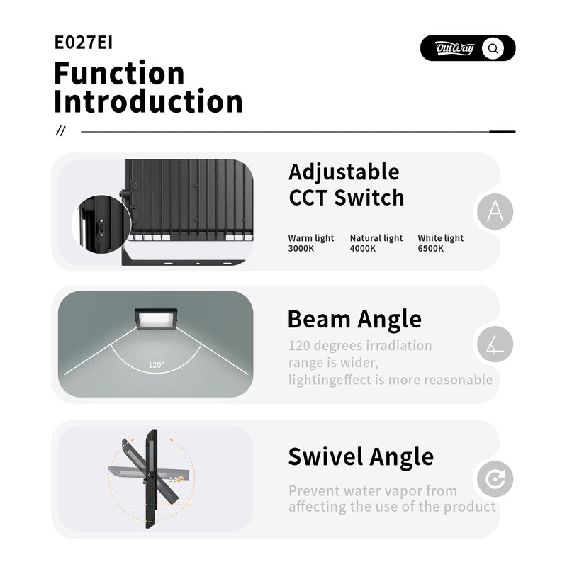 Outway E027EI Color Adjustable LED Floodlight 120LM/W